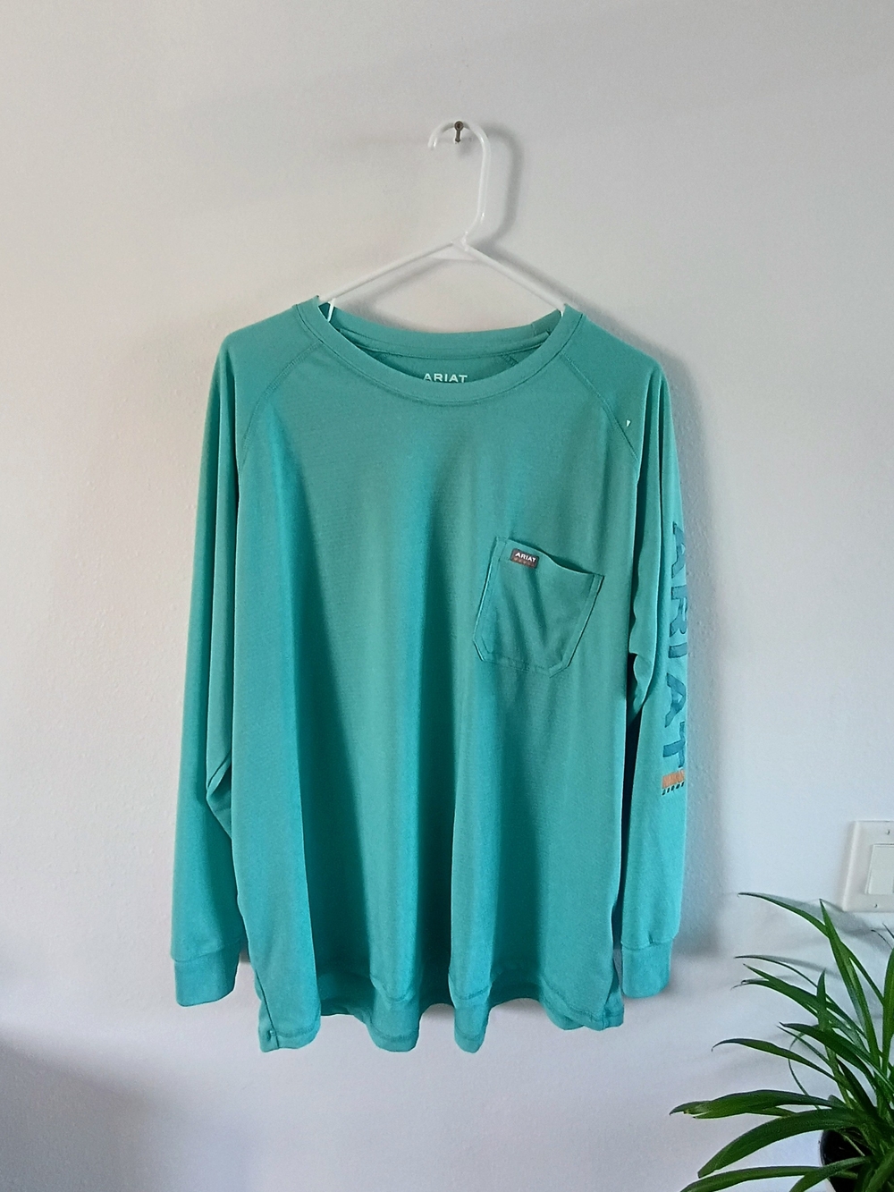 🩵 Ariat Rebar Turquoise Long Sleeve Shirt 2X Plus Western Workwear Ranch Pocket